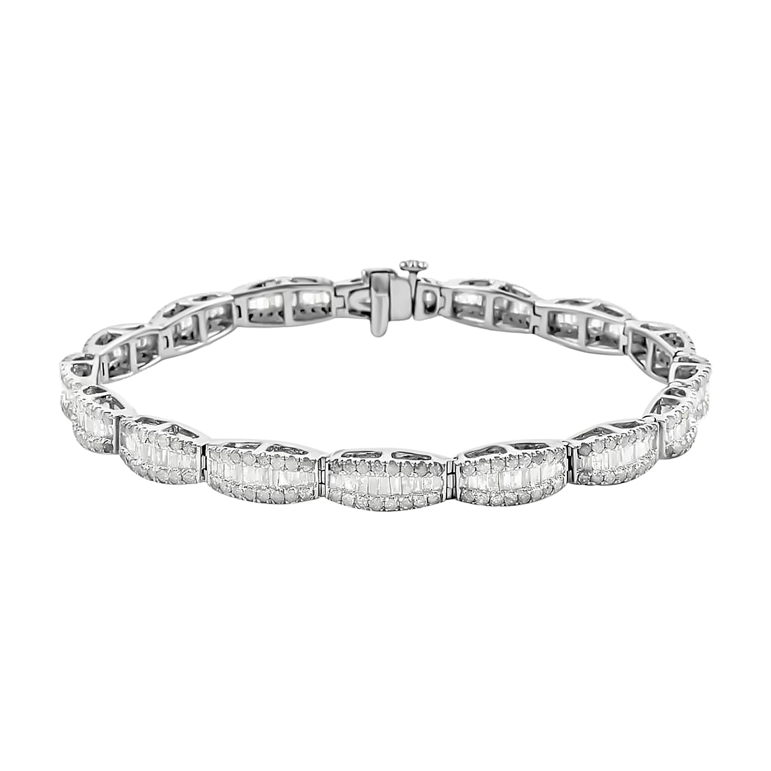 Diamond 4.00 ctw Deco Bracelet, Platinum Over Sterling Silver Bracelet, Diamond Jewelry, Gifts For Her (7.50 In)