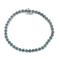 Blue Diamond Bracelet in Platinum Over Sterling Silver (7.25 In) 3.00 ctw