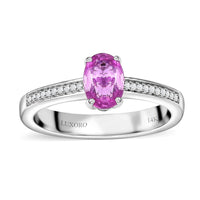 Doorbuster Luxoro 14K White Gold AAA Natural Ceylon Pink Sapphire and G-H I2 Diamond Ring 1.10 ctw