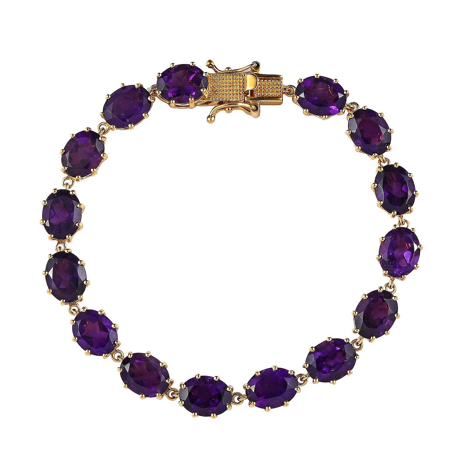 Doorbuster African Amethyst Bracelet in Vermeil Yellow Gold Over Sterling Silver (7.25 In) 27.40 ctw