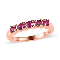 Premium Montepuez Ruby 5 Stone Ring in Vermeil Rose Gold Over Sterling Silver 0.40 ctw