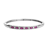 Premium Montepuez Ruby and Moissanite Bangle Bracelet in Platinum Over Sterling Silver (7.25 In) 2.35 ctw