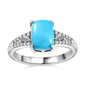 Premium Sleeping Beauty Turquoise and Moissanite Ring in Platinum Over Sterling Silver 1.60 ctw - Sticky add to cart bar