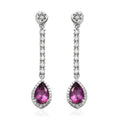 Pure Pink Mystic Topaz, Moissanite Dangling Earrings in Platinum Over Sterling Silver 4.25 ctw - Sticky add to cart bar