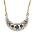 London Blue Topaz and Moissanite Celestial Crescent Moon Necklace 18 Inches in Vermeil Yellow Gold Over Sterling Silver 2.70 ctw - Sticky add to cart bar