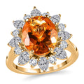 Premium Serra Gaucha Citrine and Moissanite Sunburst Ring in Vermeil Yellow Gold Over Sterling Silver 6.30 ctw - Sticky add to cart bar