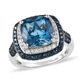 London Blue Topaz, Blue and White Diamond Ring in Platinum Over Sterling Silver 5.85 ctw - Sticky add to cart bar