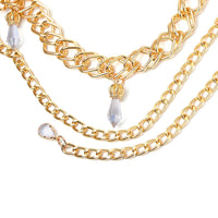 White Glass Necklace in Goldtone 29-45 Inches