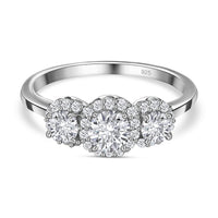 Moissanite Ring in Platinum Over Sterling Silver (Size 10.0) 0.68 ctw