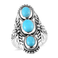 Artisan Crafted Sleeping Beauty Turquoise 3 Stone Ring in Sterling Silver (Size 10.0) 2.50 ctw - Sticky add to cart bar