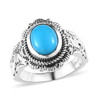 Artisan Crafted Sleeping Beauty Turquoise Solitaire Ring in Sterling Silver (Size 10.0) 1.50 ctw