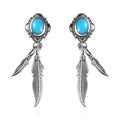 Artisan Crafted Sleeping Beauty Turquoise 2.00 ctw Feather Earrings in Sterling Silver - Sticky add to cart bar