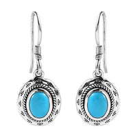 Artisan Crafted Sleeping Beauty Turquoise Dangle Earrings in Sterling Silver 2.35 ctw
