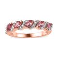 Premium Natural Calabar Pink Tourmaline and Moissanite 5 Stone Ring in Vermeil Rose Gold Over Sterling Silver 0.65 ctw - Sticky add to cart bar
