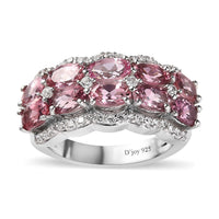 Morro Redondo Pink Tourmaline and White Zircon Ring in Platinum Over Sterling Silver 2.75 ctw