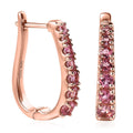 Premium Natural Calabar Pink Tourmaline Huggie Hoop Earrings in Vermeil Rose Gold Over Sterling Silver 1.25 ctw - Sticky add to cart bar