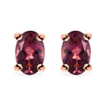 Premium Natural Calabar Pink Tourmaline 0.90 ctw Solitaire Stud Earrings in Vermeil Rose Gold Over Sterling Silver - Sticky add to cart bar