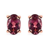 Premium Natural Calabar Pink Tourmaline 0.90 ctw Solitaire Stud Earrings in Vermeil Rose Gold Over Sterling Silver