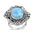 Doorbuster Bali Legacy Larimar Ring in Sterling Silver (Size 10.0) 12.30 ctw - Sticky add to cart bar