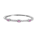 Pure Pink Mystic Topaz and Moissanite Evil Eye Protector Bangle Bracelet in Platinum Over Sterling Silver (7.25 In) 3.30 ctw - Sticky add to cart bar