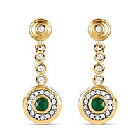 Emerald and White Zircon Earrings in 18K Vermeil YG Over Sterling Silver 0.67 ctw