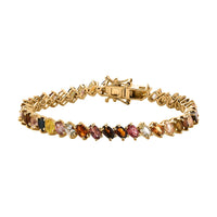 Multi-Tourmaline Tennis Bracelet in Vermeil Yellow Gold Over Sterling Silver (6.50 In) 10.40 ctw