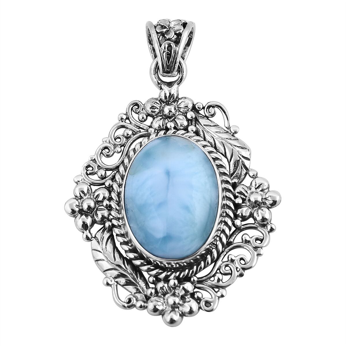 Doorbuster Bali Legacy Larimar Pendant in Sterling Silver 12.25 ctw