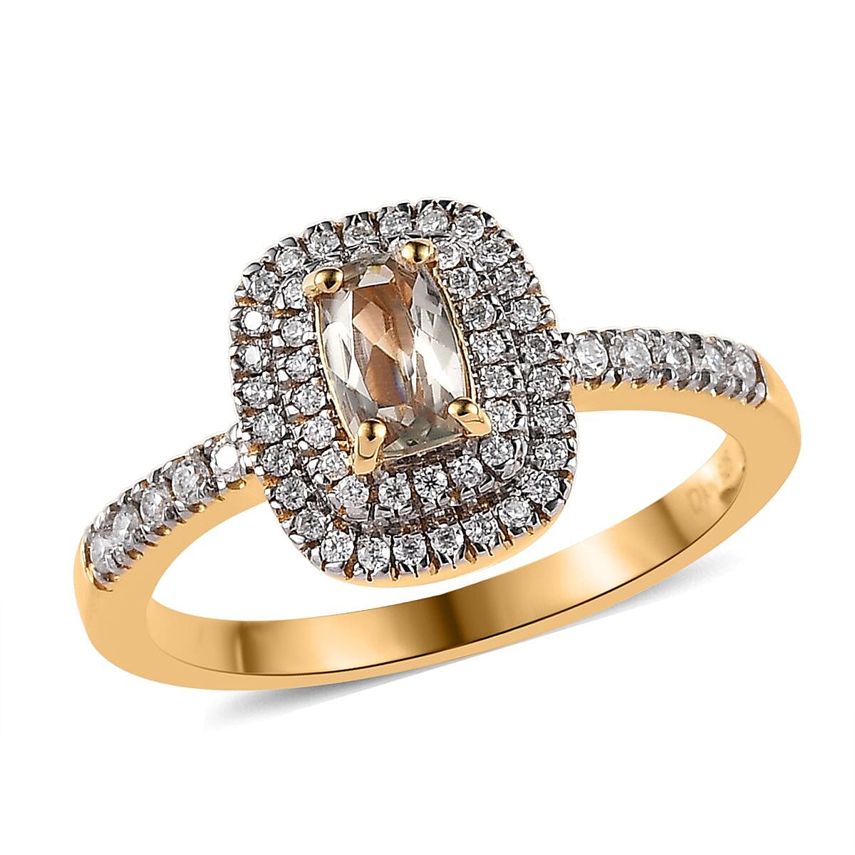 Premium Turkizite and Moissanite Ring in Vermeil Yellow Gold Over Sterling Silver (Size 10.0) 1.00 ctw