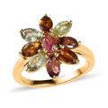 Multi-Tourmaline Floral Ring in Vermeil YG Over Sterling Silver (Size 10.0) 2.10 ctw - Sticky add to cart bar