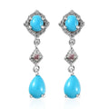 Sleeping Beauty Turquoise and Multi Gemstone Drop Earrings in Platinum Over Sterling Silver 2.50 ctw - Sticky add to cart bar