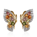 Multi-Tourmaline and White Zircon Butterfly Earrings in Vermeil Yellow Gold Over Sterling Silver 4.10 ctw - Sticky add to cart bar