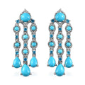 Sleeping Beauty Turquoise and Malgache Neon Apatite Dangling Earrings in Platinum Over Sterling Silver 6.00 ctw - Sticky add to cart bar