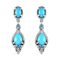 Sleeping Beauty Turquoise and Multi Gemstone Dangle Earrings in Platinum Over Sterling Silver 2.50 ctw - Sticky add to cart bar