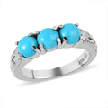 Sleeping Beauty Turquoise 3 Stone Ring in Stainless Steel (Size 10.0) 1.50 ctw - Sticky add to cart bar