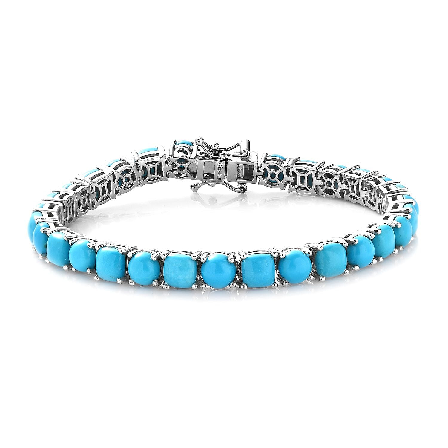 Sleeping Beauty Turquoise Tennis Bracelet in Platinum Over Sterling Silver (6.50 In) 17.75 ctw