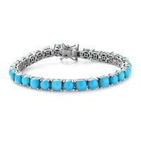 Sleeping Beauty Turquoise Tennis Bracelet in Platinum Over Sterling Silver (6.50 In) 17.75 ctw