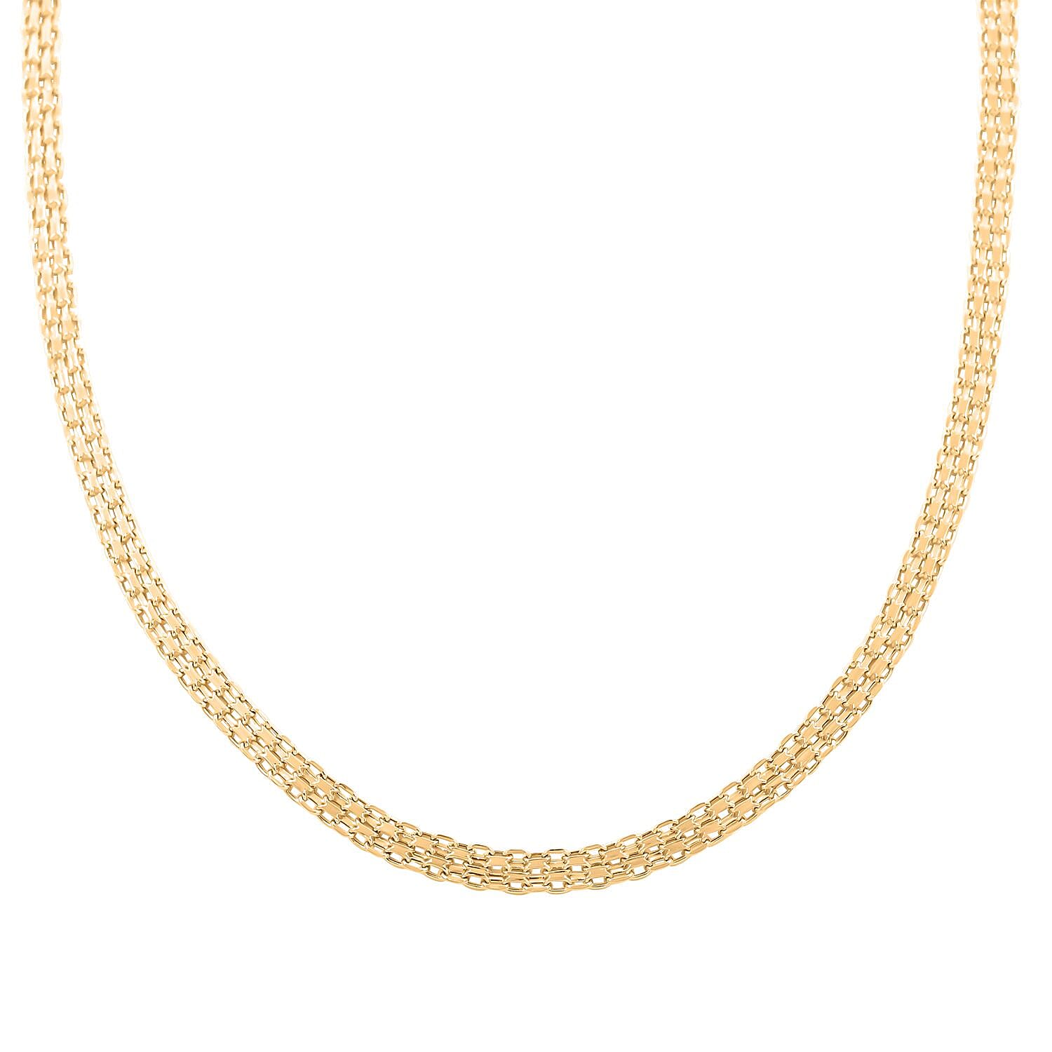 Italian 10K Yellow Gold 2 Strand Bismark Chain Necklace 18 Inches 5.20 Grams