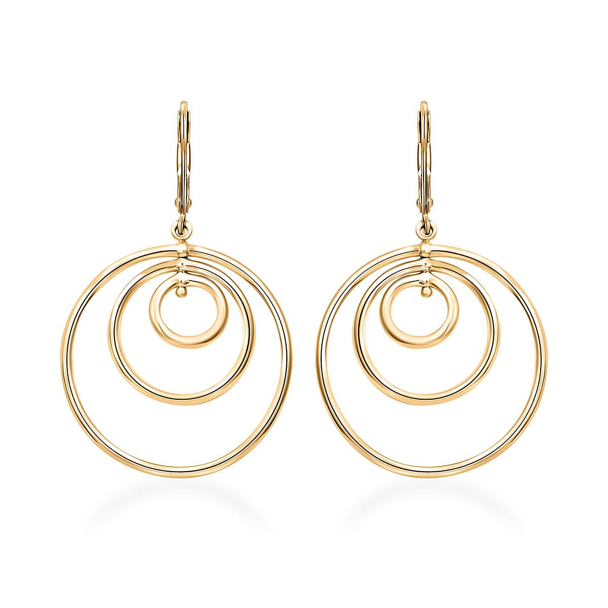 Concentric Circles Italian 10K Yellow Gold Earrings 2.25 Grams