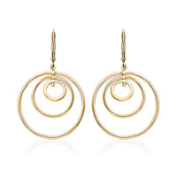Concentric Circles Italian 10K Yellow Gold Earrings 2.25 Grams