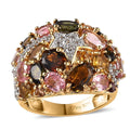 Multi Tourmaline Cluster Ring in Vermeil YG Over Sterling Silver (Size 10.0) 3.75 ctw - Sticky add to cart bar