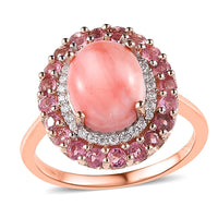 Oregon Sunrise Peach Opal, Multi Gemstone Ring in Vermeil RG Over Sterling Silver (Size 10.0) 2.75 ctw