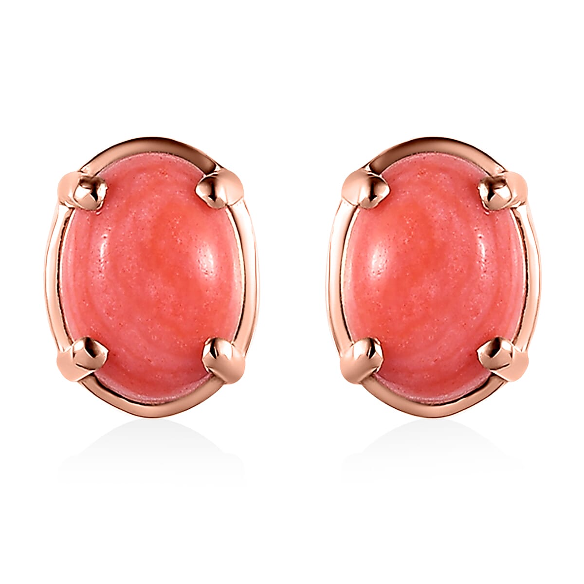 Oregon Sunrise Peach Opal Solitaire Stud Earrings in Vermeil Rose Gold Over Sterling Silver 1.25 ctw
