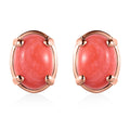 Oregon Sunrise Peach Opal Solitaire Stud Earrings in Vermeil Rose Gold Over Sterling Silver 1.25 ctw - Sticky add to cart bar