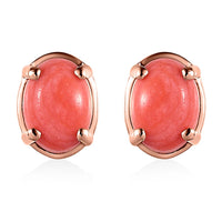 Oregon Sunrise Peach Opal Solitaire Stud Earrings in Vermeil Rose Gold Over Sterling Silver 1.25 ctw