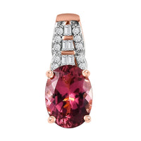 Luxoro 10K Rose Gold AAA Natural Calabar Pink Tourmaline and Diamond Pendant 1.25 ctw
