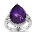 Premium Moroccan Amethyst, Moissanite Ring in Platinum Over Sterling Silver (Size 10.0) 8.65 ctw - Sticky add to cart bar