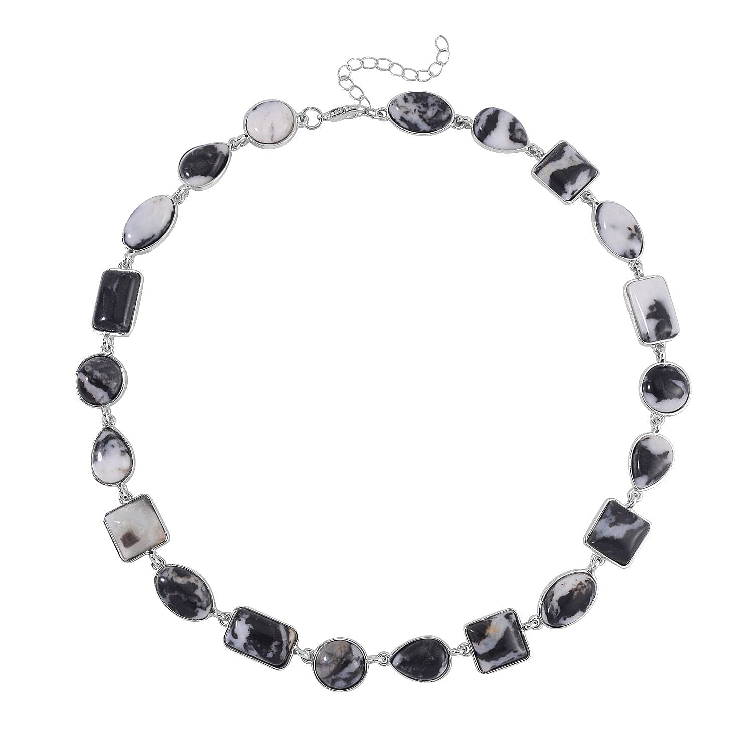 TLV Grey Zebra Jasper Necklace (18-20 Inches) in Silvertone 160.00 ctw