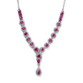 Premium Montepuez Ruby and White Zircon Necklace 18 Inches in Platinum Over Sterling Silver 5.00 ctw - Sticky add to cart bar