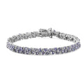 Tanzanite and White Zircon Bracelet in Platinum Over Sterling Silver (7.25 In) 9.10 ctw - Sticky add to cart bar