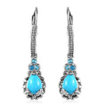 Sleeping Beauty Turquoise and Malgache Neon Apatite Dangling Earrings in Platinum Over Sterling Silver 1.40 ctw - Sticky add to cart bar